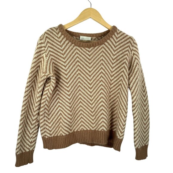 GANNI x Anthropologie Wool Angora Blend Candy Floss‎ Chevron Sweater sz S - Picture 1 of 6